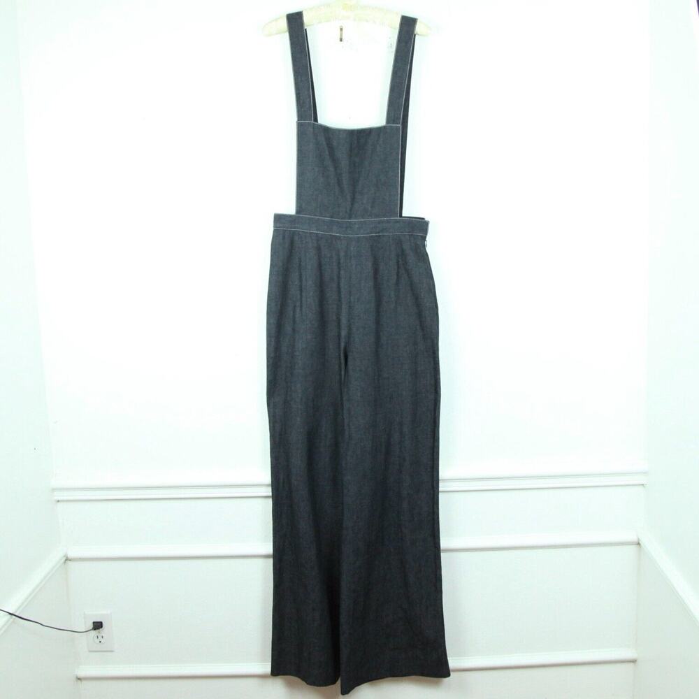 Behnaz Sarafpour 6 Wide Leg‎ Dark Wash Denim Overalls Flare Minimal Quiet Luxury